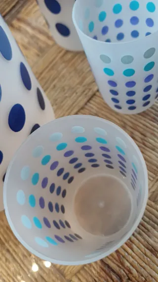 Juego/conjunto baño lunares azul y blanco