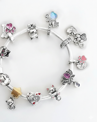 CHARM PERRO GATO COLGANT PULSERA PANDORA CAJA .