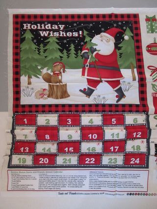 2 Tessuti Debbie Mumm Calendario Santa and Friends