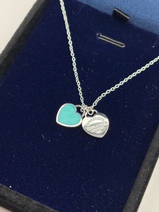 Tiffany & Co. Collana Doppio Heart Tag Blu