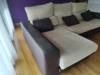 Sofá modular beige y marrón