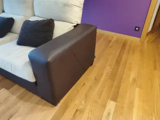 Sofá modular beige y marrón