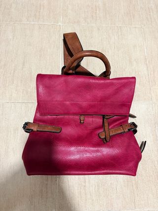 Bolso Mochila granate y Marrón