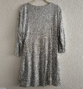 Vestido H&M plateado lentejuelas