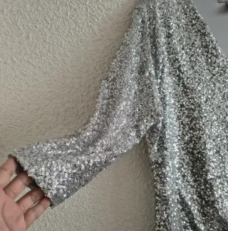 Vestido H&M plateado lentejuelas