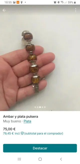 Pulsera Plata Ley Ambar