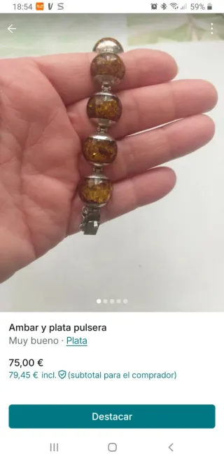 Pulsera Plata Ley Ambar