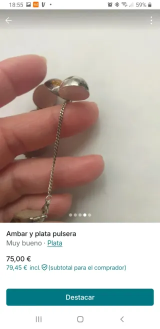 Pulsera Plata Ley Ambar