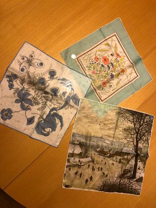 3 Fazzoletti Mussola/Cotone Motivi Artistici