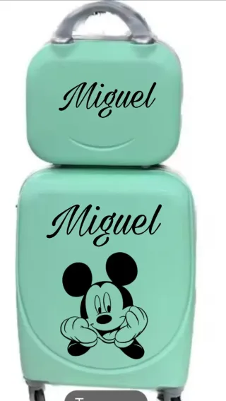 Conjunto neceser y maleta rosa personalizado