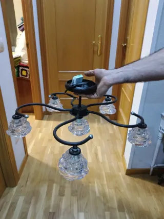 Lámpara de techo cristal y metal