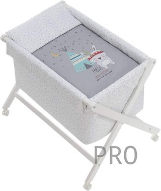 Interbaby 92082-31 - Minicuna de Madera con Textil Tipi Oso Gris, unisex