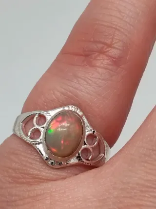 Anillo Plata 925 Ópalo Etíope Natural