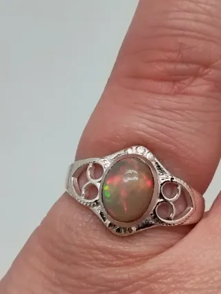 Anillo Plata 925 Ópalo Etíope Natural