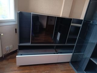 Armario salón moderno cristal y madera