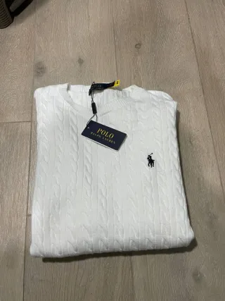 Maglione Polo Ralph Lauren Bianco Lana Taglia L