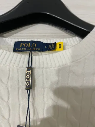 Maglione Polo Ralph Lauren Bianco Lana Taglia L