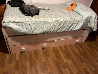Cama nido con cajones y estanteria