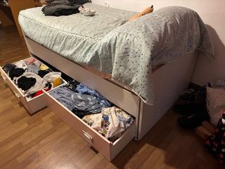 Cama nido con cajones y estanteria