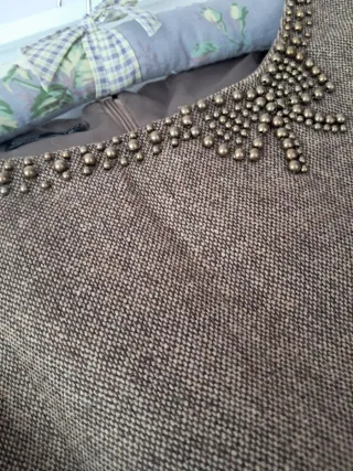 Vestido jaspeado beige y marrón