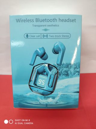 Cuffie Bluetooth Trasparenti Azzurre