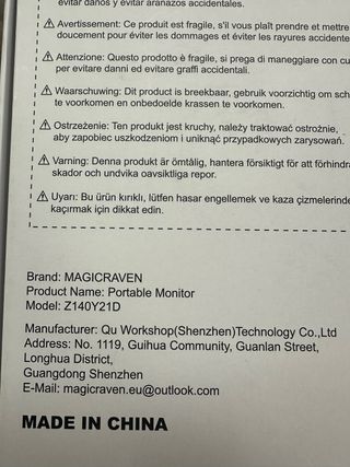 Monitor Portátil MagicRaven 14 Full#2517HG