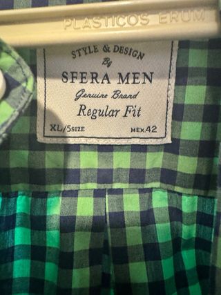 Camisa Sfera cuadros verde y azul