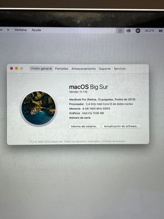 MacBook Pro Retina 13 2013 Plata