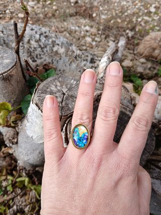 Anillos acero y cristal flor