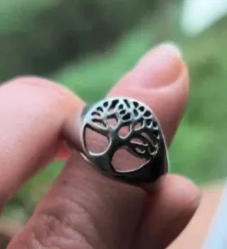 Anello Acciaio Albero della Vita Argento