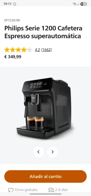 Cafetera Philips Serie 1200
