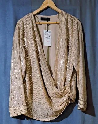 Blusa lentejuelas Zara Talla XL