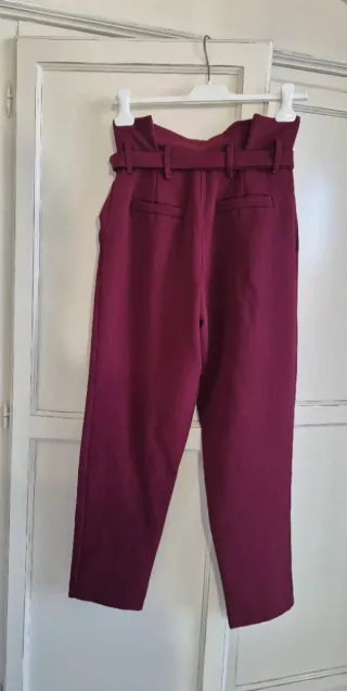 Pantaloni vita alta viola taglia S