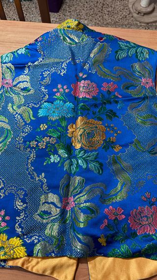 Chaleco fallero abierto azul y dorado