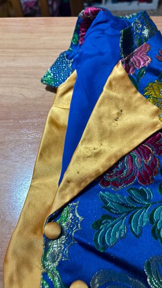 Chaleco fallero abierto azul y dorado