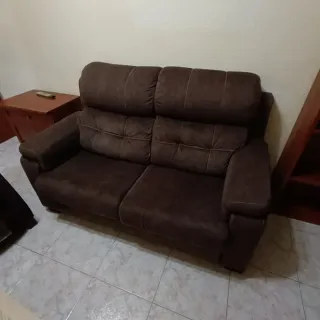 Sofá de 2 plazas en tela marrón