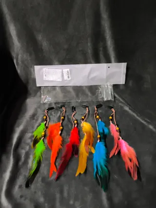 Extensiones de pelo con plumas boho. (6 piezas).