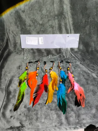 Extensiones de pelo con plumas boho. (6 piezas).