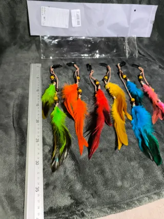 Extensiones de pelo con plumas boho. (6 piezas).