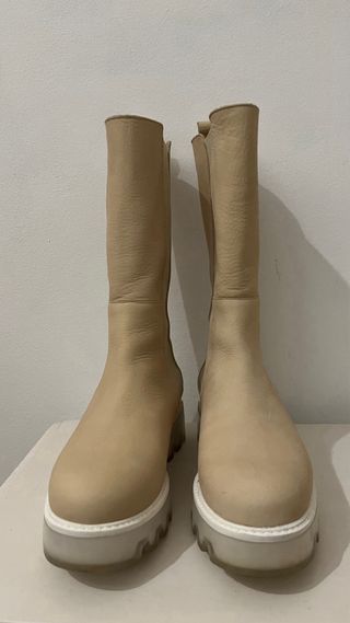 Botas piel Popa color crema Mujer