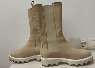 Botas piel Popa color crema Mujer