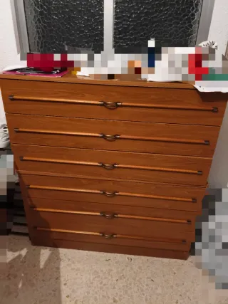 Cómoda de madera doble con un total de 6 cajones