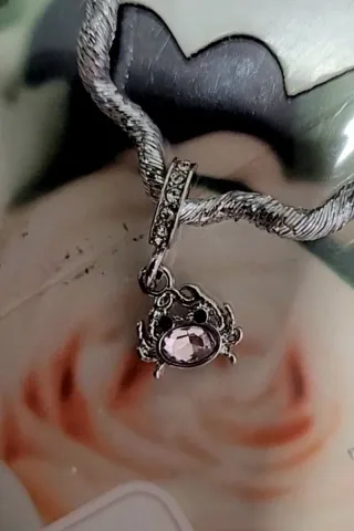 Charm Cangrejo Rosa y Plateado