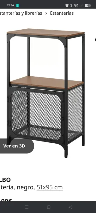 2 Estanterías madera y metal negra/marrón