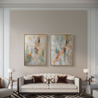 Díptico abstracto cuadros GRANDES salón (100x140cm