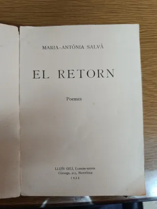 Libro histórico "EL RETORN" de María Antonia Salvá