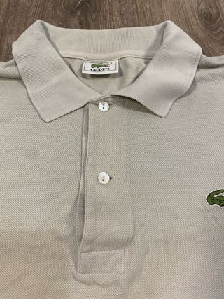 Polo Lacoste Manga Larga Beige