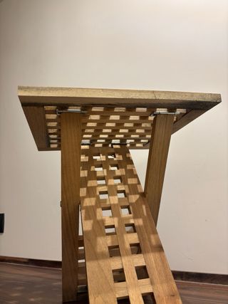 Relaxdays Mesa Auxiliar Plegable,Madera de Nogal