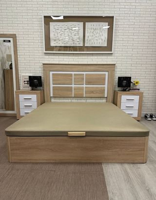 Dormitorio completo madera y blanco