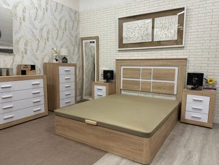 Dormitorio completo madera y blanco